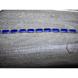 Vintage Sterling Silver Lapis Lazuli Bracelet 7”  925